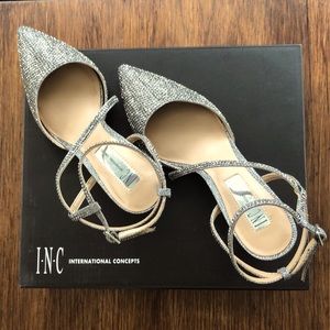 INC International Concepts glitter ankle strap dress sandals 6.5M.